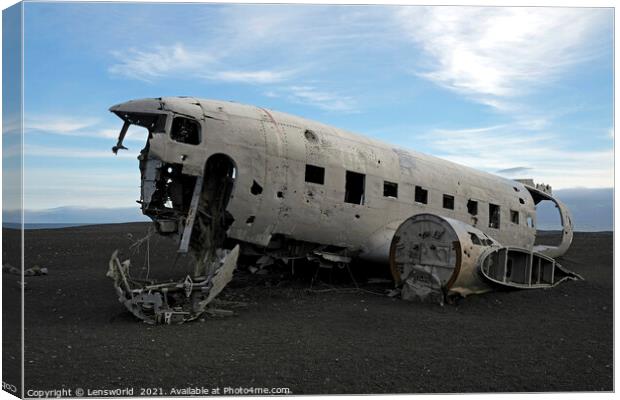 Abandoned plane wreck at Solheimasandur, Iceland Canvas Print by Lensw0rld 