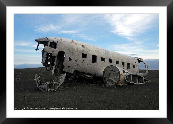 Abandoned plane wreck at Solheimasandur, Iceland Framed Mounted Print by Lensw0rld 
