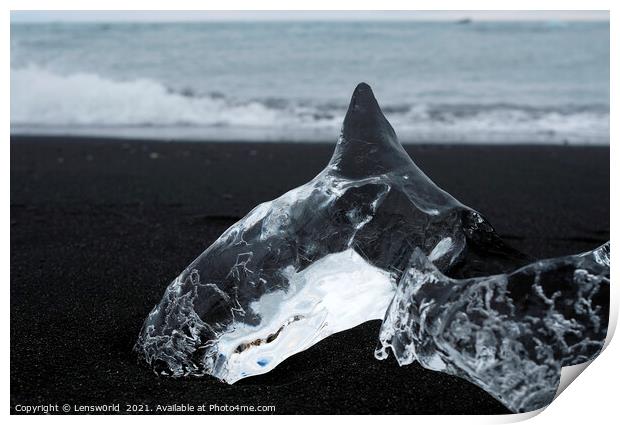 Block of glacial ice shaped like a shark Print by Lensw0rld 