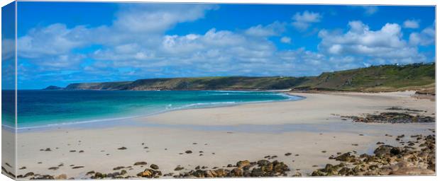 Sennen Cove Panorama Canvas Print by Tracey Turner