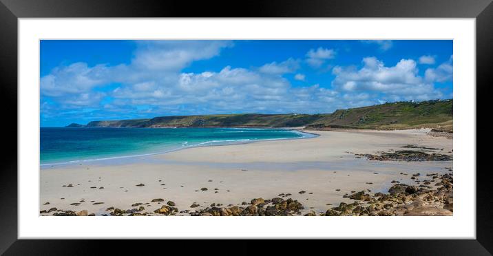 Sennen Cove Panorama Framed Mounted Print by Tracey Turner