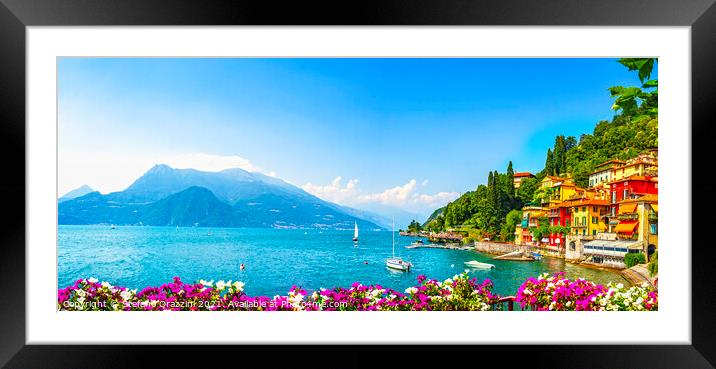 Varenna town panorama, Lake Como Framed Mounted Print by Stefano Orazzini