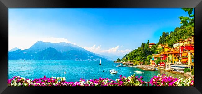 Varenna town panorama, Lake Como Framed Print by Stefano Orazzini