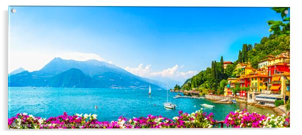 Varenna town panorama, Lake Como Acrylic by Stefano Orazzini