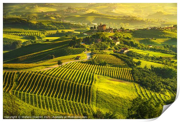 Langhe vineyards and Grinzane Cavour castle Print by Stefano Orazzini