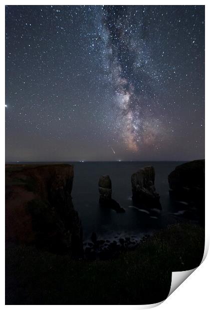 Milky Way over Elegug Stacks Print by Sandra Kepkowska