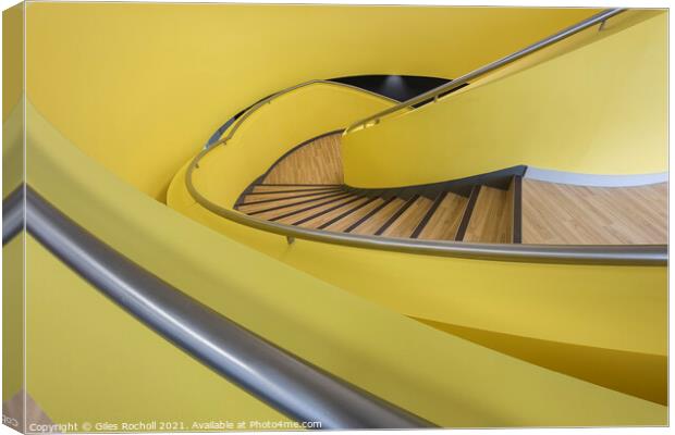 Yellow spiral staircase abstract Canvas Print by Giles Rocholl