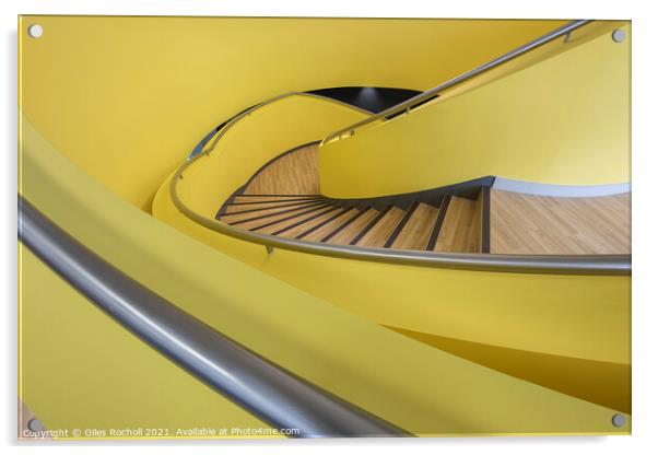 Yellow spiral staircase abstract Acrylic by Giles Rocholl