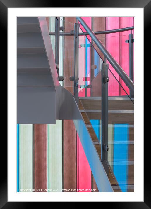Red blue and glass abstract Framed Mounted Print by Giles Rocholl