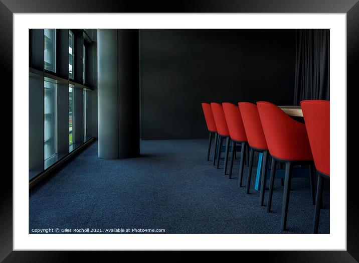 Art office red chairs interior Framed Mounted Print by Giles Rocholl