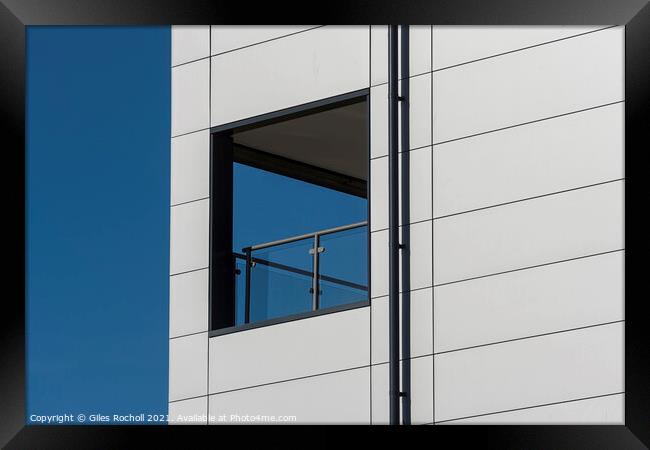 Abstract exterior modern metal clad building Framed Print by Giles Rocholl