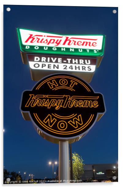Krispy Kreme logo illuminated sign Acrylic by Giles Rocholl