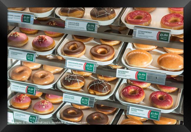 Doughnuts food Krispy Kreme Framed Print by Giles Rocholl
