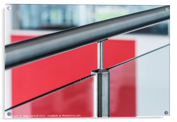 Abstract metal rail and glass art Acrylic by Giles Rocholl