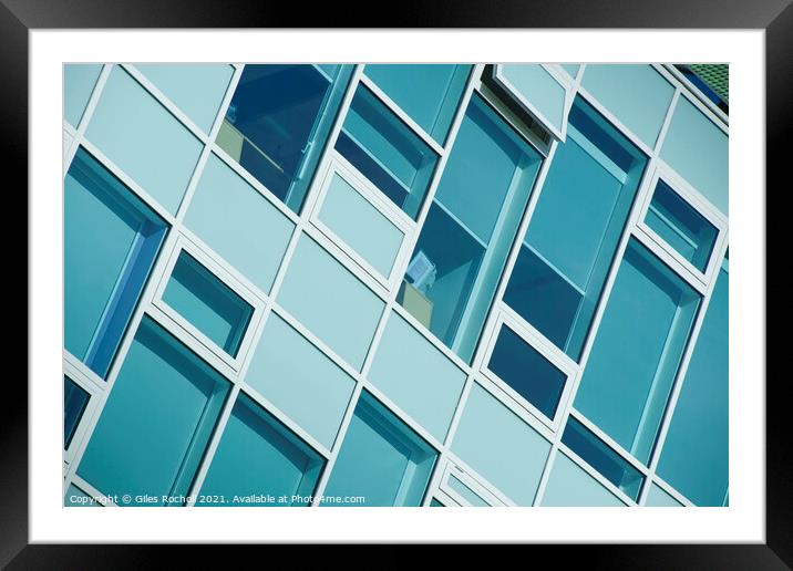 Abstract modern office windows metallic Framed Mounted Print by Giles Rocholl