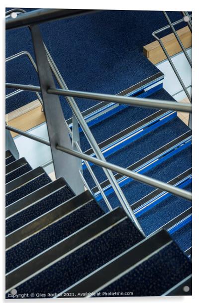 Abstract modern architectural interior stairs Acrylic by Giles Rocholl
