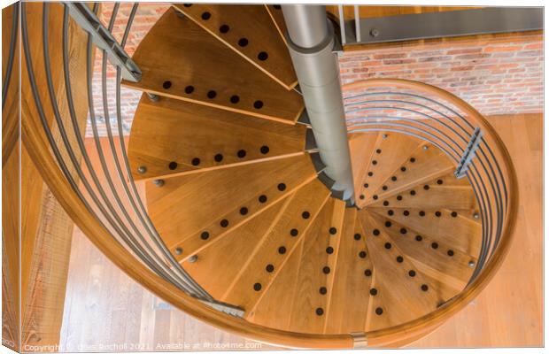 Abstract wooden spiral stair case Canvas Print by Giles Rocholl