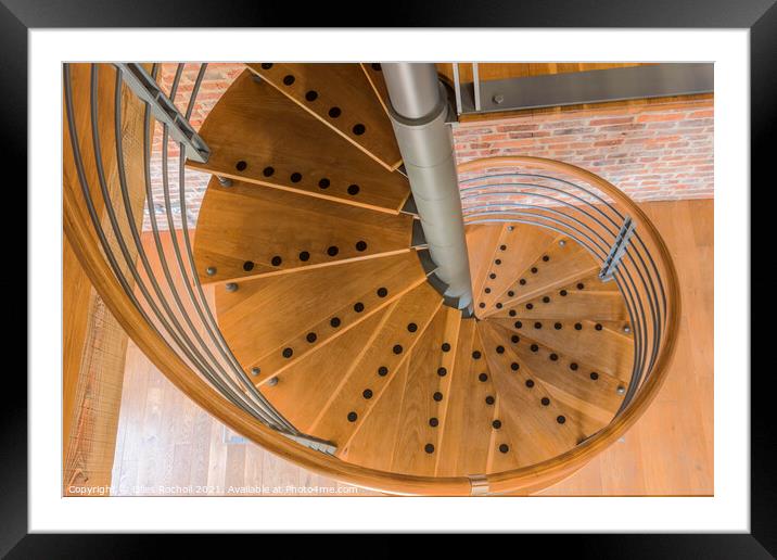 Abstract wooden spiral stair case Framed Mounted Print by Giles Rocholl
