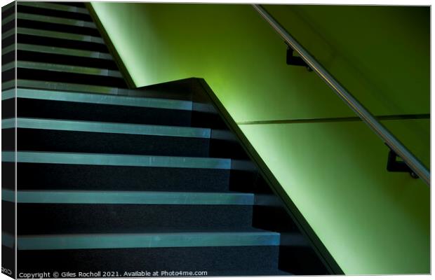 Building stairs modern green Canvas Print by Giles Rocholl