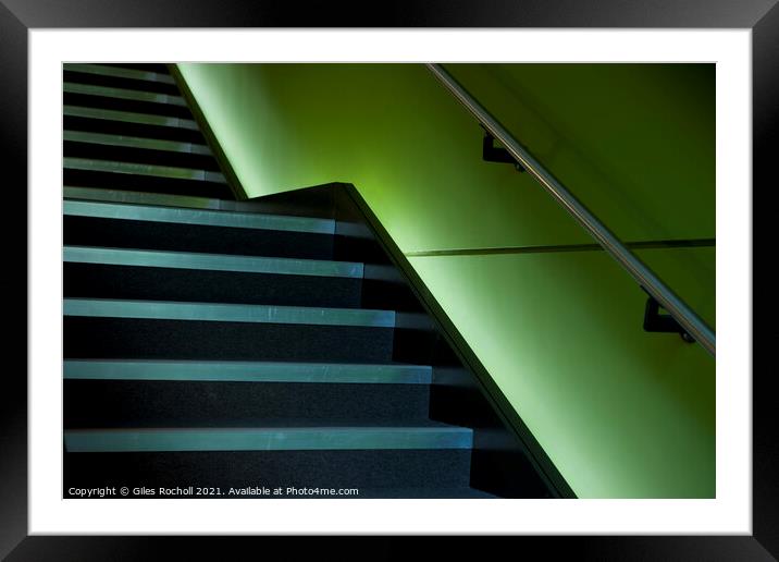 Building stairs modern green Framed Mounted Print by Giles Rocholl