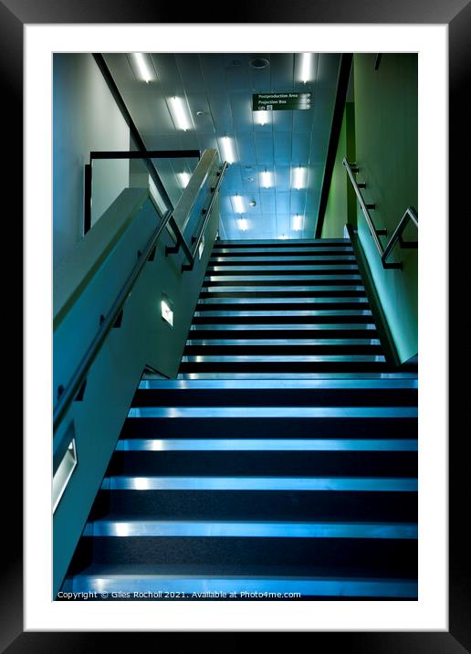 Building stairs modern green Framed Mounted Print by Giles Rocholl