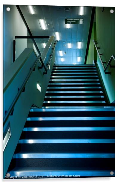 Building stairs modern green Acrylic by Giles Rocholl