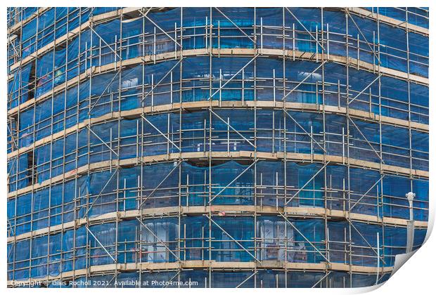 Building scaffolding abstract art Print by Giles Rocholl