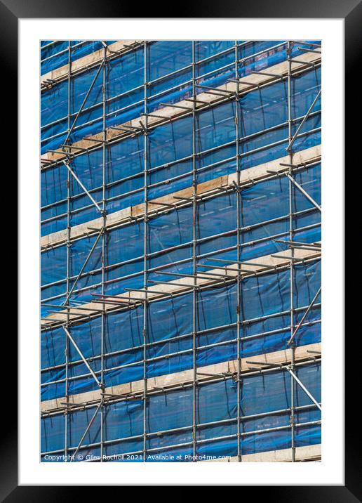 Building scaffolding abstract art Framed Mounted Print by Giles Rocholl