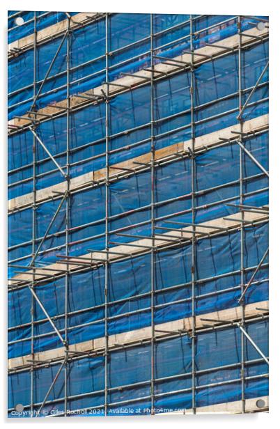 Building scaffolding abstract art Acrylic by Giles Rocholl
