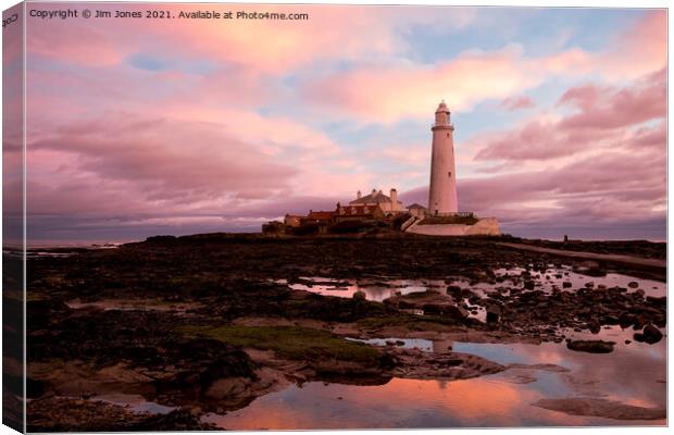 St Mary's Island in the pink Canvas Print by Jim Jones