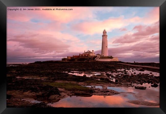 St Mary's Island in the pink Framed Print by Jim Jones