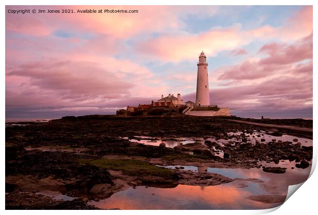 St Mary's Island in the pink Print by Jim Jones