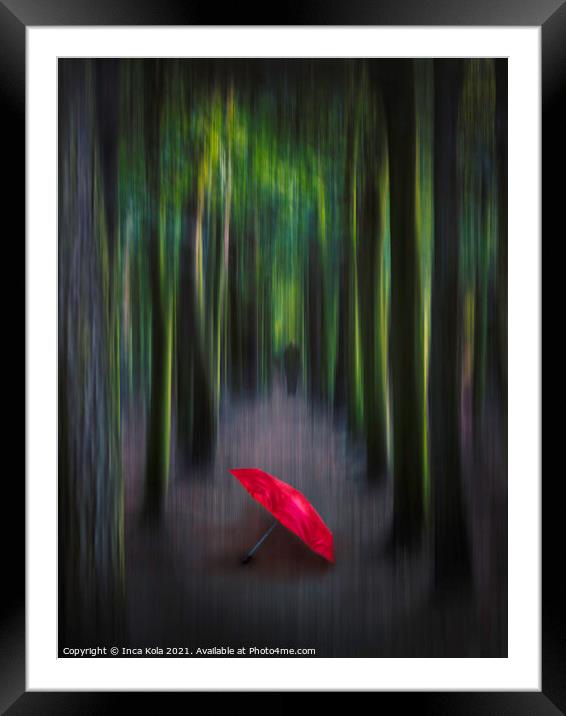 The Memory of a Red Umbrella Framed Mounted Print by Inca Kala