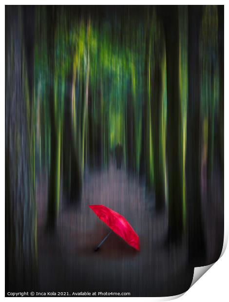 The Memory of a Red Umbrella Print by Inca Kala
