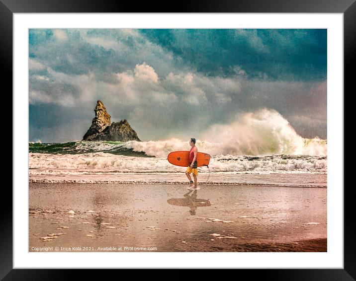 Surf's Up at Church Rock Framed Mounted Print by Inca Kala
