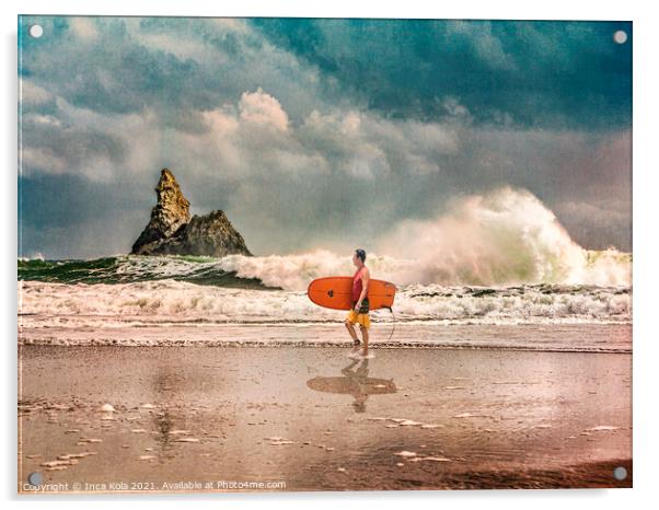 Surf's Up at Church Rock Acrylic by Inca Kala