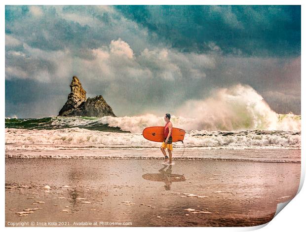Surf's Up at Church Rock Print by Inca Kala