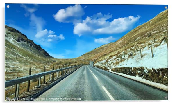 Driving through Snowdonia Acrylic by Simon Marlow