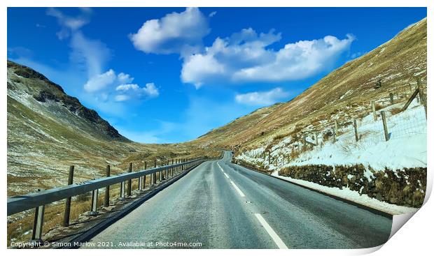 Driving through Snowdonia Print by Simon Marlow