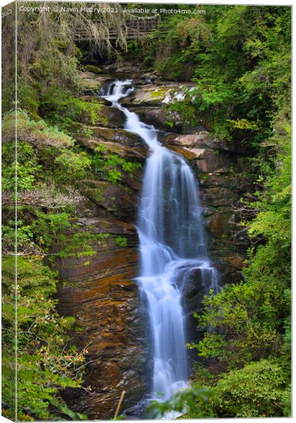 The Upper Falls of Monness, The Birks of Aberfeldy, Canvas Print by Navin Mistry