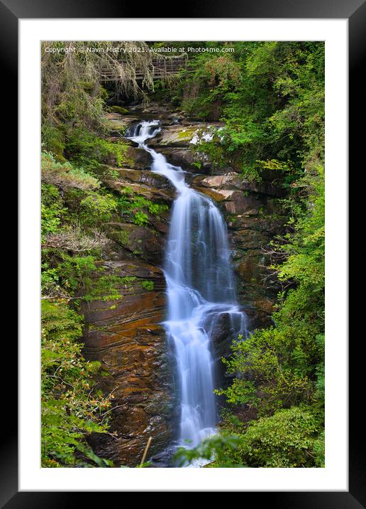 The Upper Falls of Monness, The Birks of Aberfeldy, Framed Mounted Print by Navin Mistry