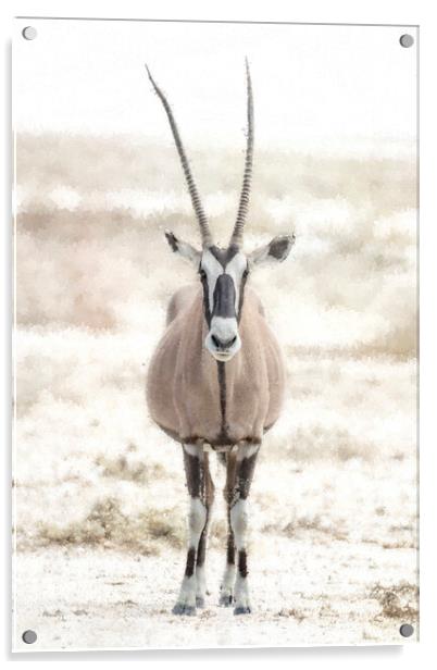 Oryx Posing at Etosha Acrylic by Belinda Greb