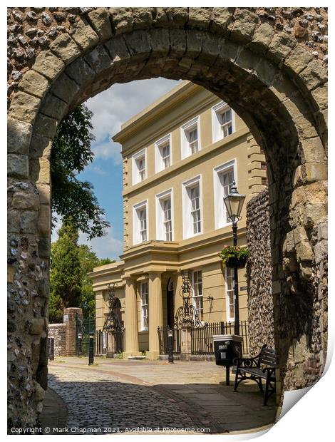 Castlegate House through Barbican Gate, Lewes Print by Photimageon UK