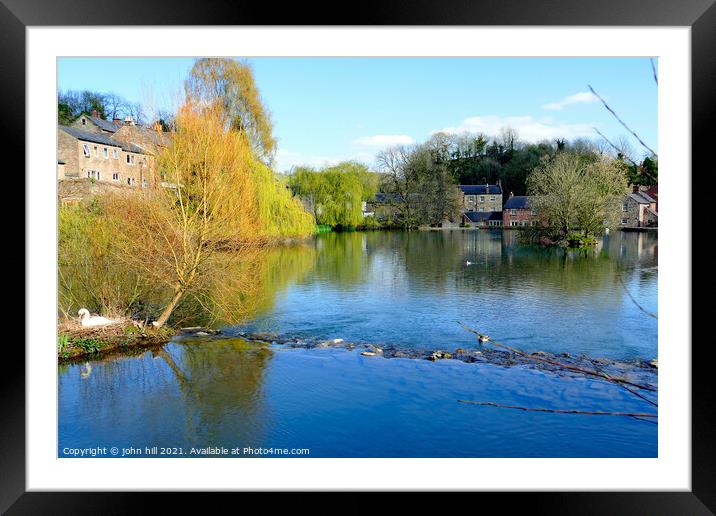 Cromford village and mill pond Derbyshire. Framed Mounted Print by john hill