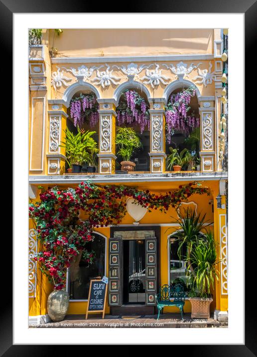 Cafe in Sino Potuguese architecture shophouse Framed Mounted Print by Kevin Hellon