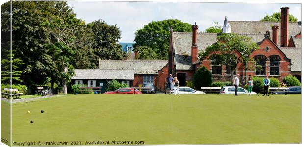 Bowling outside the old Lever Mens' Club Canvas Print by Frank Irwin