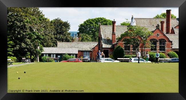 Bowling outside the old Lever Mens' Club Framed Print by Frank Irwin
