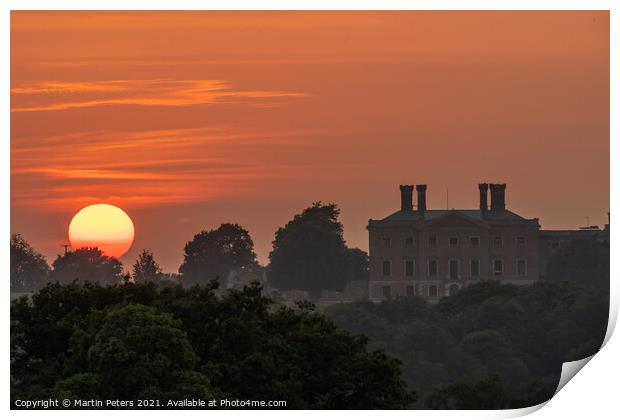 Majestic Sunset at Copped Hall Print by Martin Yiannoullou
