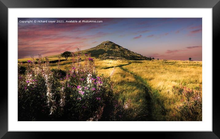 Golden Fields of Roseberry Topping Framed Mounted Print by richard sayer
