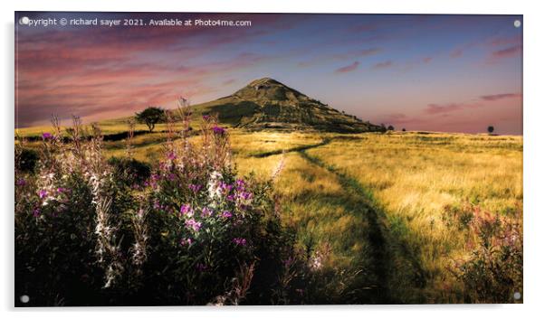 Golden Fields of Roseberry Topping Acrylic by richard sayer